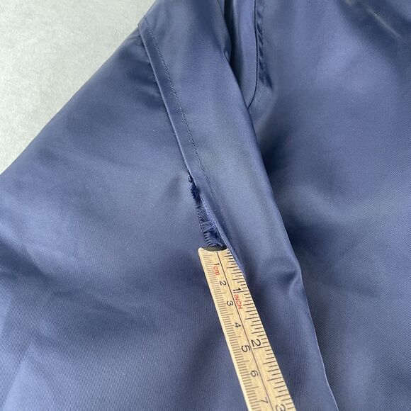 Forever 21 Jacket Mens L Navy Bomber Quilted Lined Zip Front Ribbed Hem Fall - Picture 9 of 11